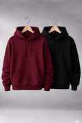 Bold Duo (2-Pack)  Black & Maroon | Hoodie Fleece